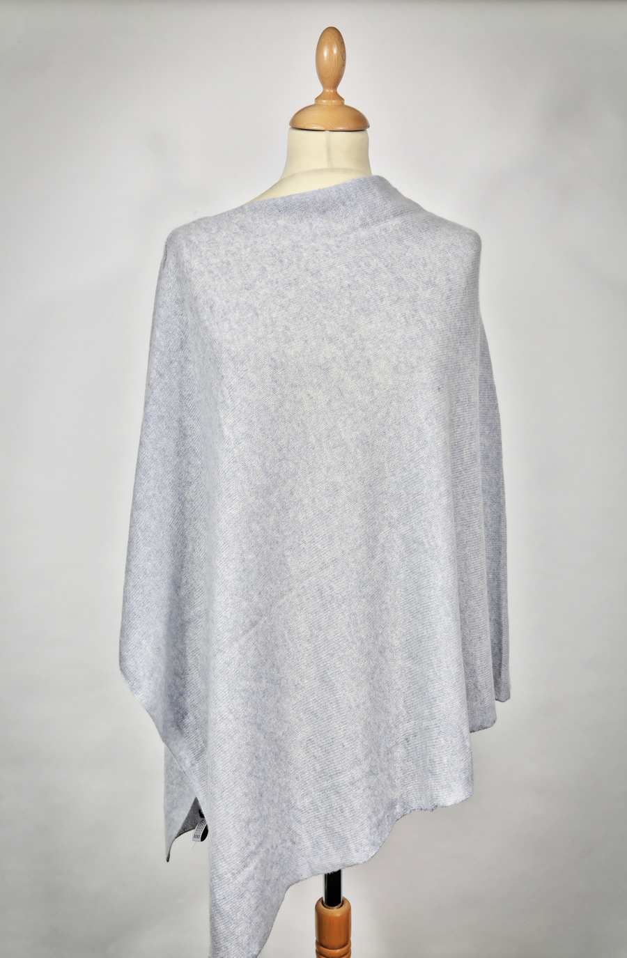 Poncho cachemire AQUARIA Bleu pastel chiné