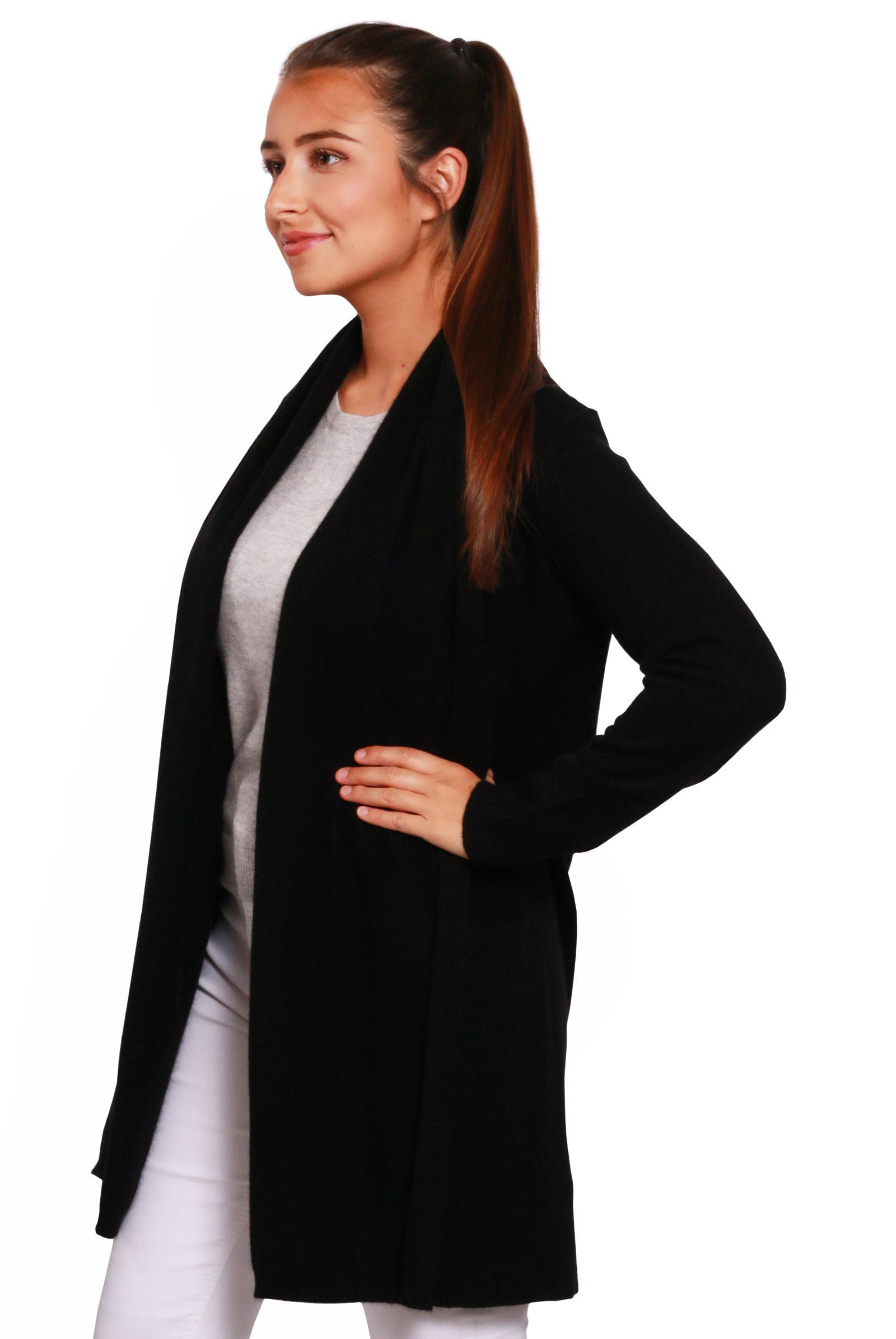 Gilet long col châle femme 100% cachemire DIEGO GARCIA 