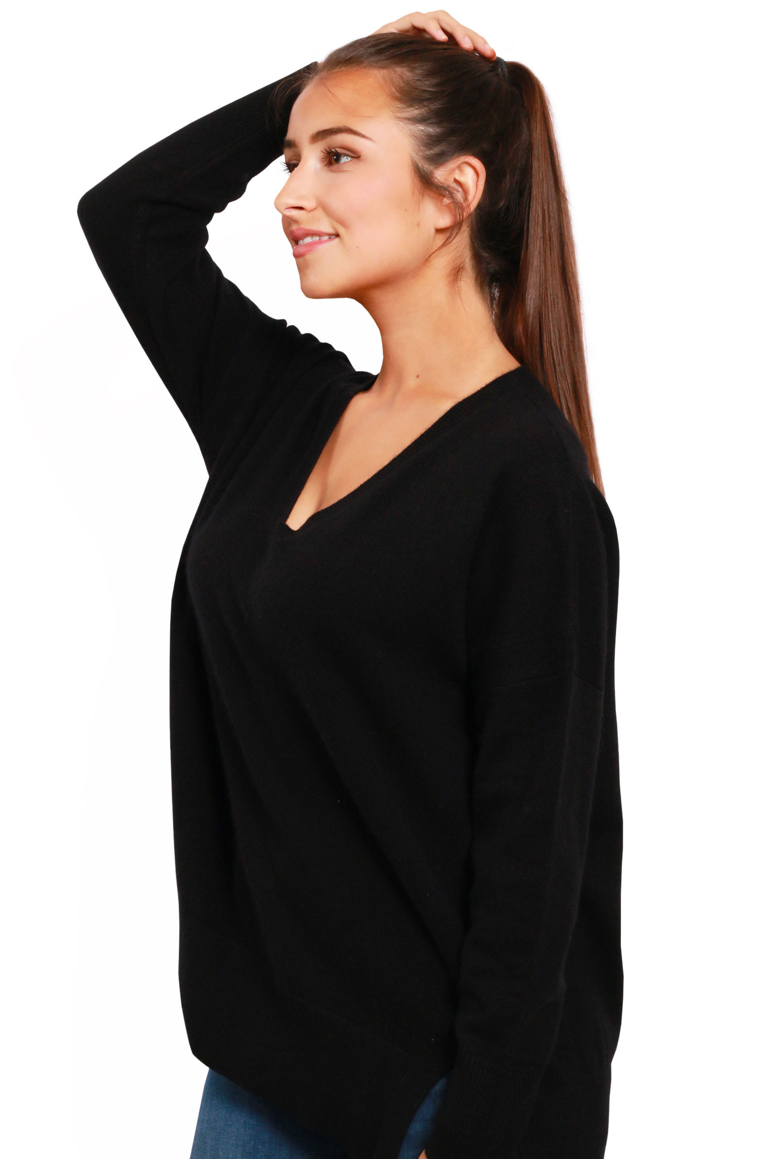 Pulls | Pull Oversize Long Noir | Jennyfer Femme