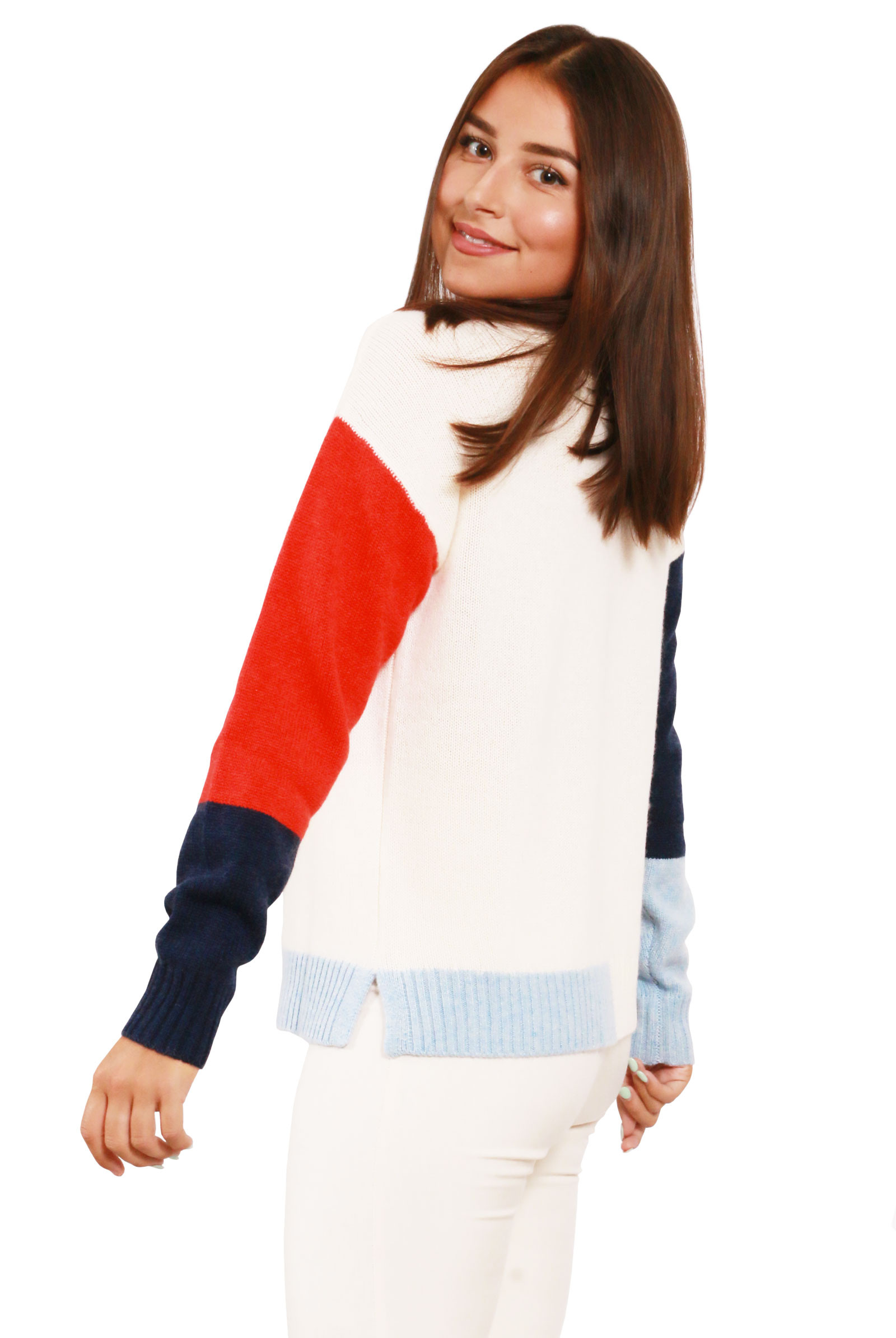 Pull femme col rond multicolor cachemire - DIEGO GARCIA 