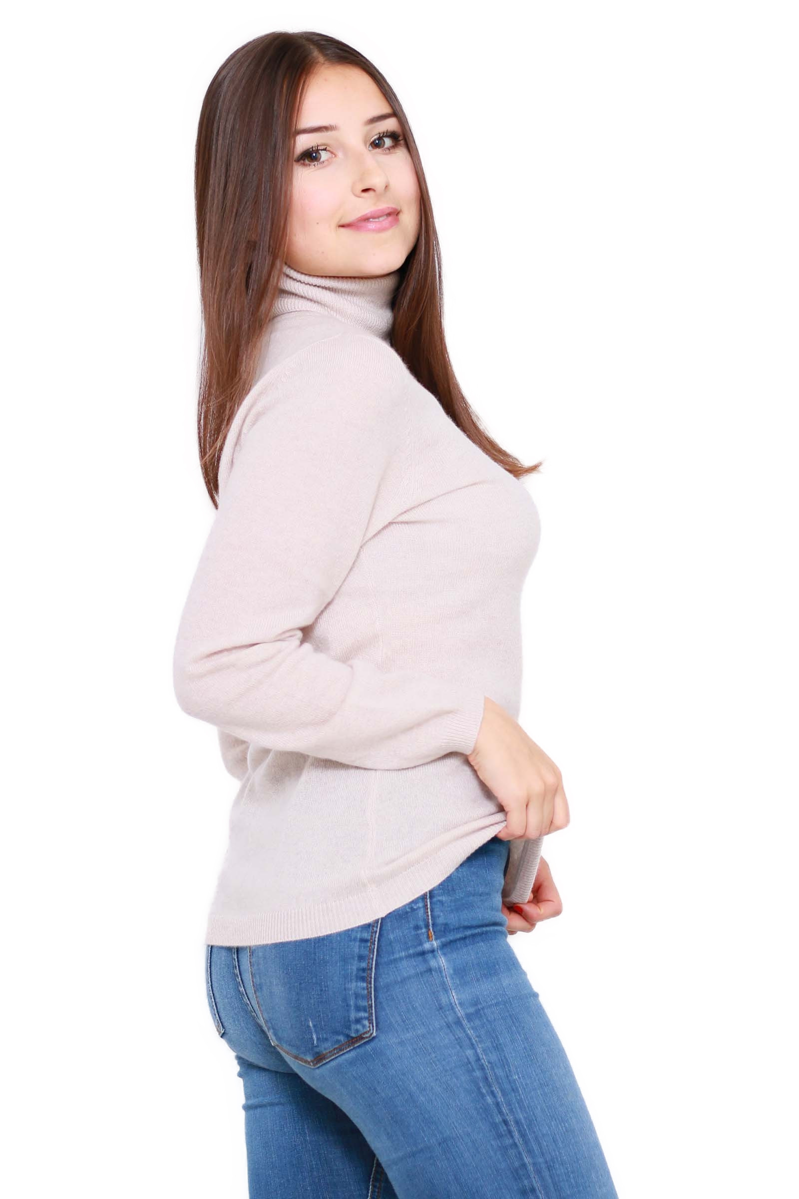 Pull ajusté 100% cachemire col roulé Femme DIEGO GARCIA 