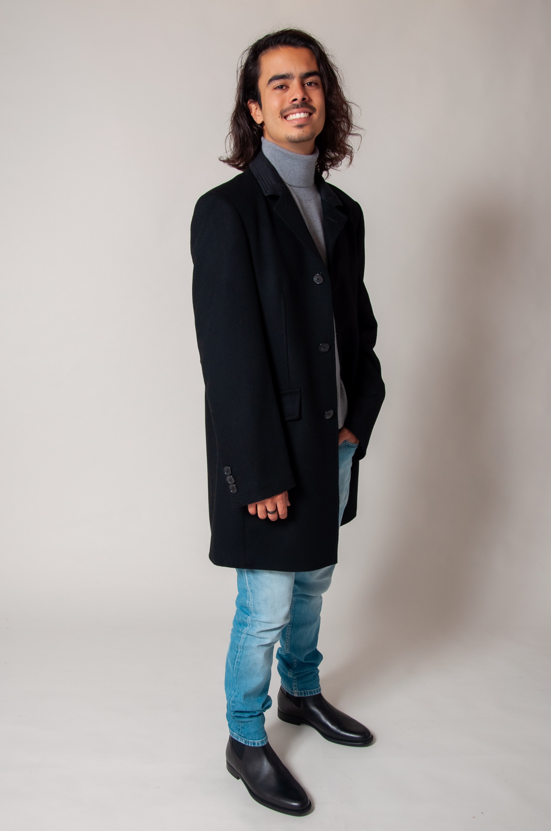 Manteau laine noir sale
