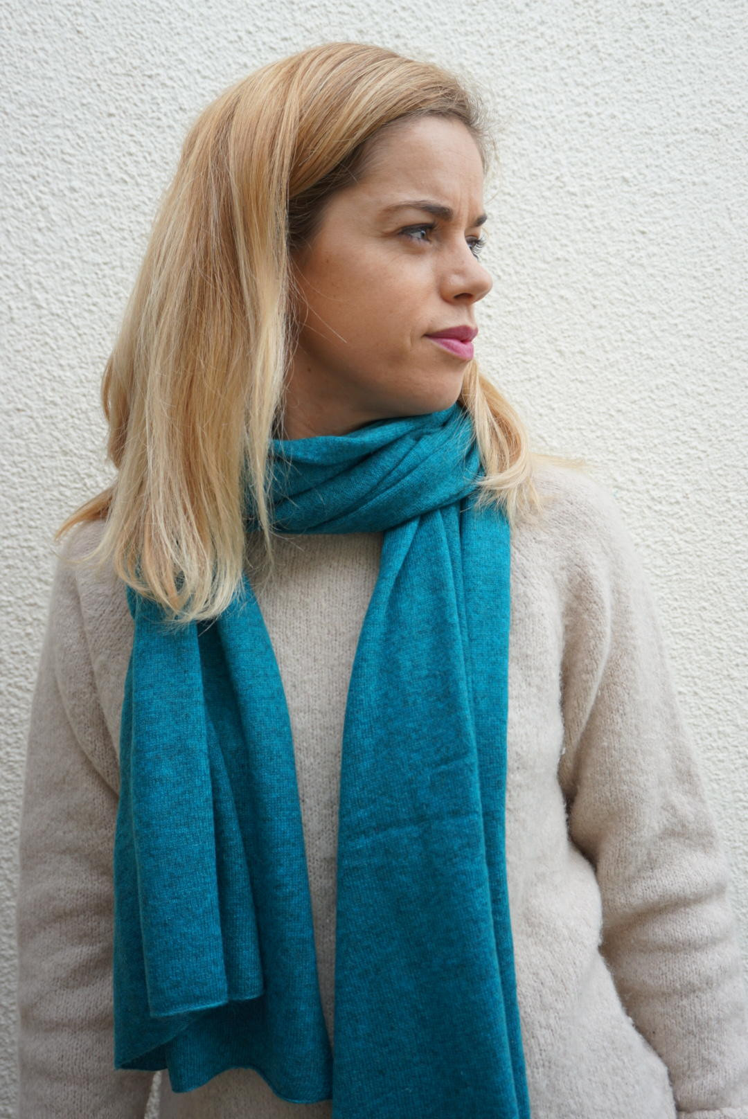 Pashmina Bleu Pétrole 100% Cashemere - Créateur HIMMATI 