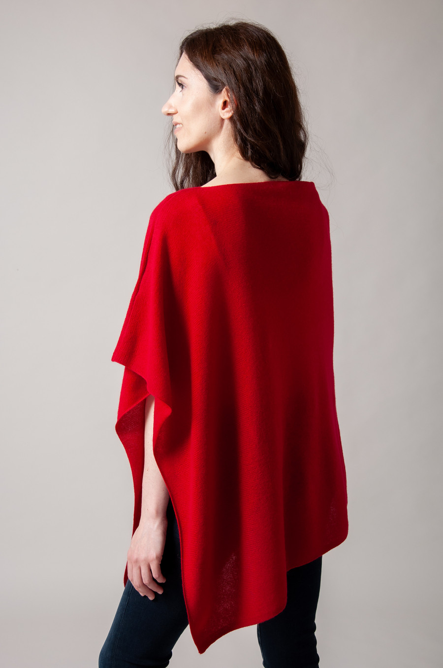 Poncho cachemire AKOU Rouge carmin