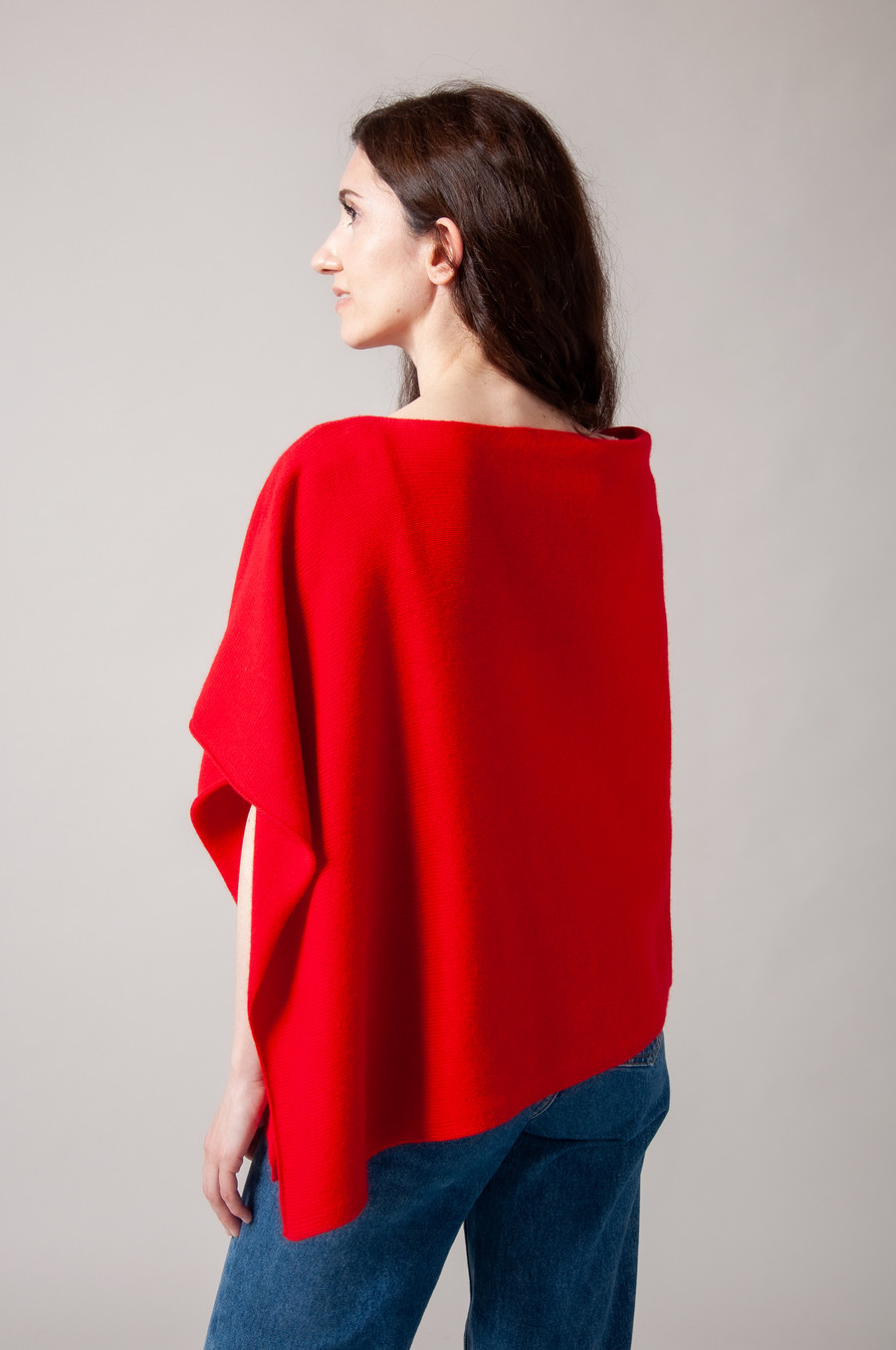 Poncho cachemire ALIGOTA Rouge vif
