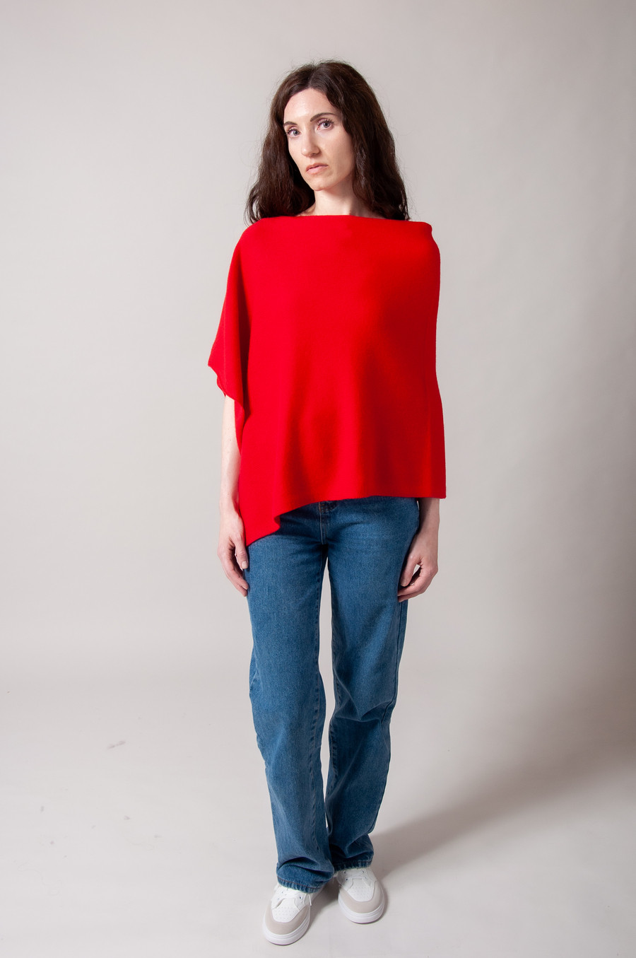 Poncho cachemire ALIGOTA Rouge vif