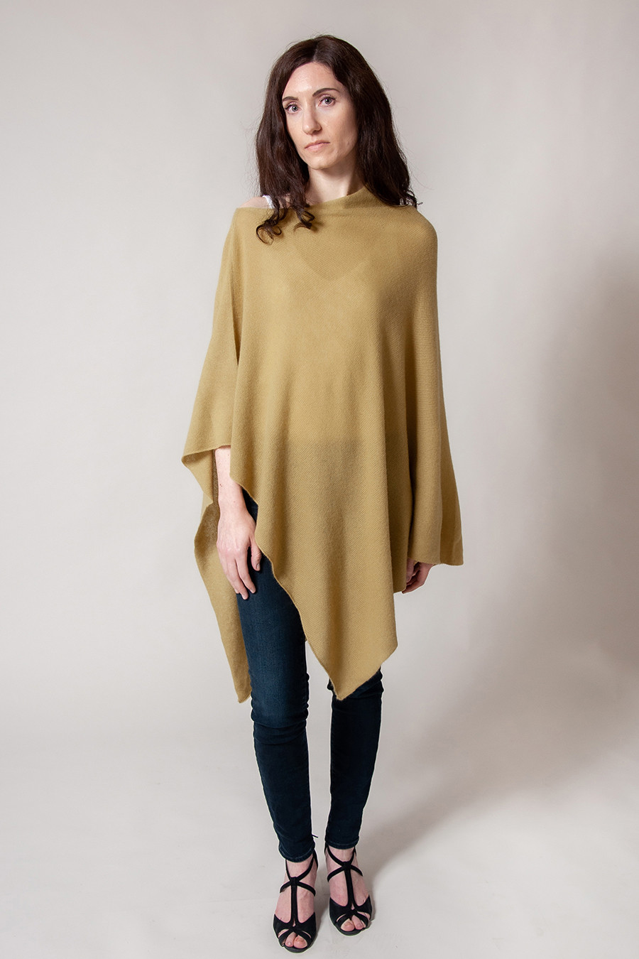 Poncho cachemire ELODIE Vert olive