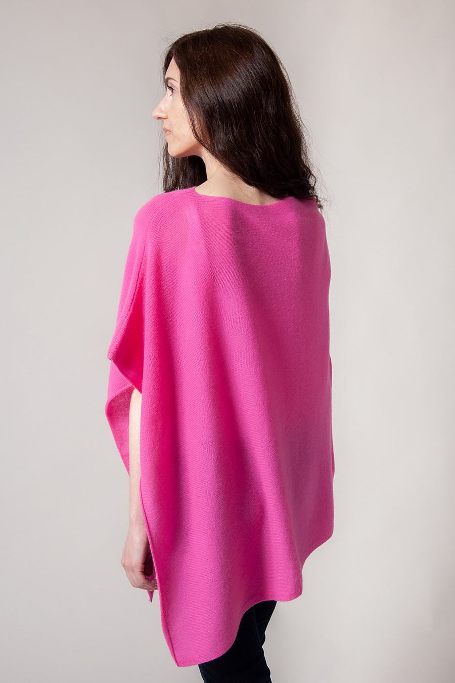 Poncho cachemire YUMA Rose magenta