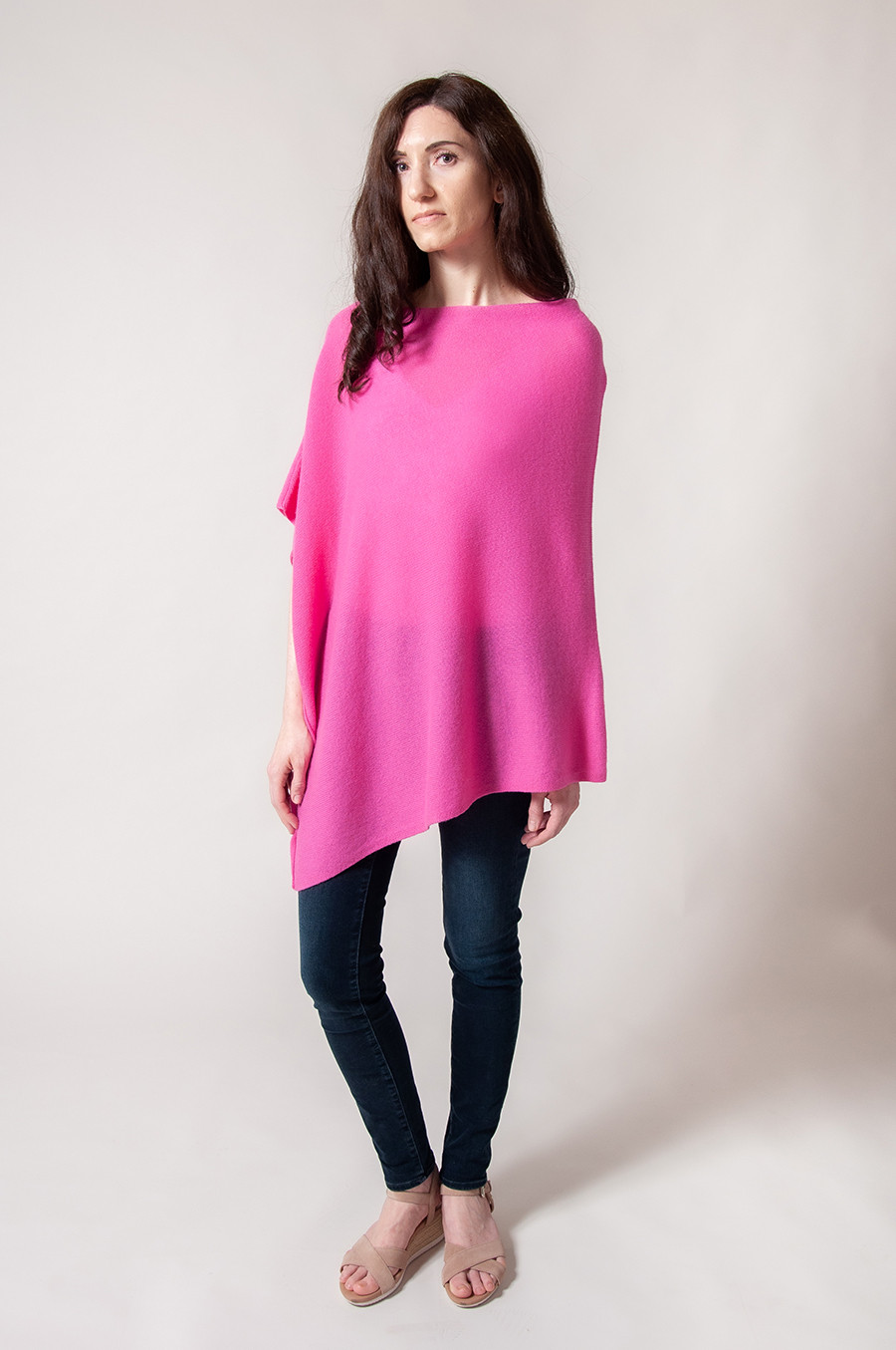 Poncho cachemire YUMA Rose magenta