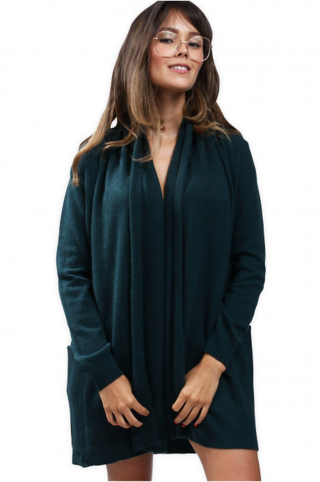 Gilet long ouvert col châle cachemire Femme DIEGO GARCIA