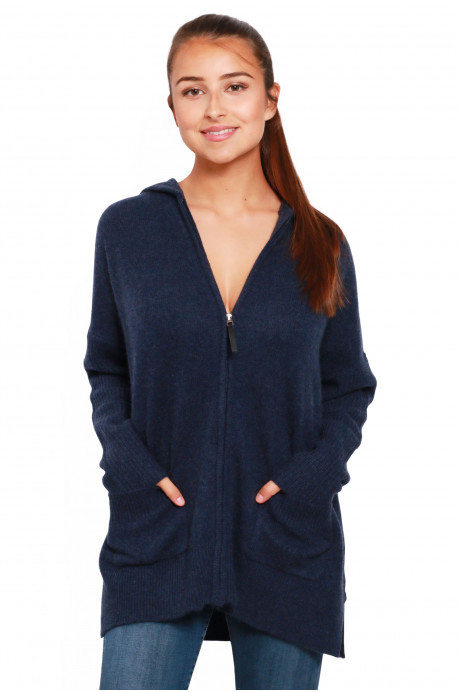 gilet zippé capuche cachemire femme