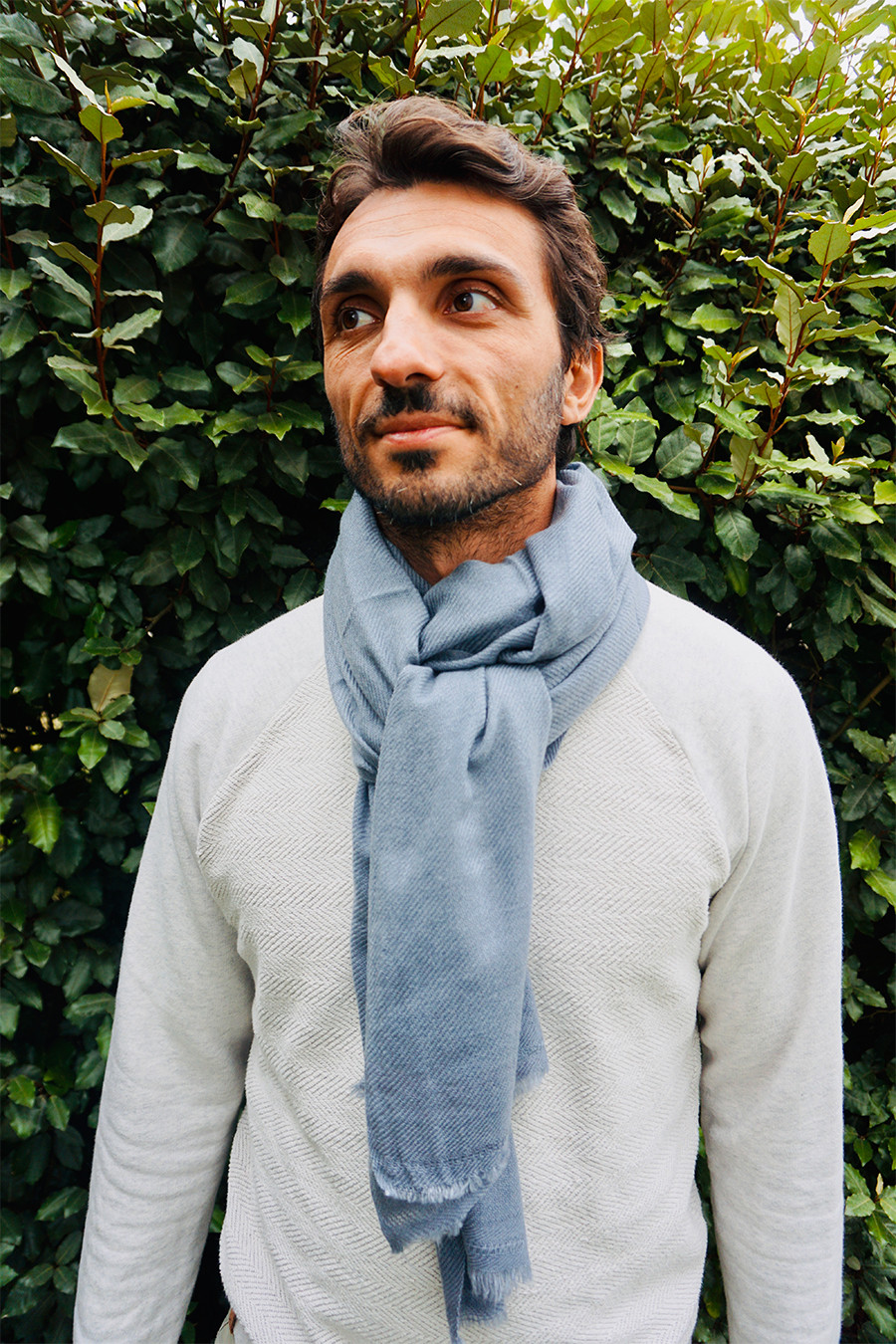 Pashmina cachemire homme Bleu gris clair - HIMMATI