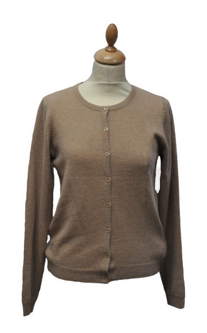 Gilet cachemire femme col rond camel Luna