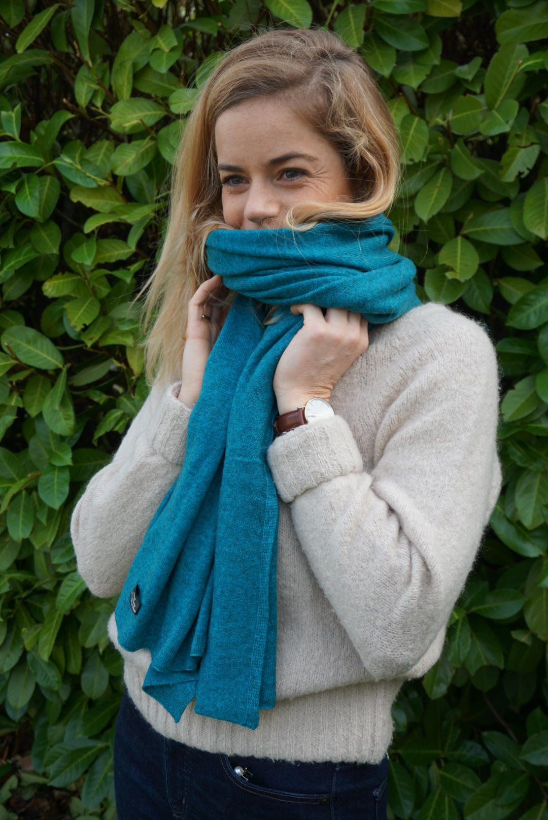 Pashmina Bleu Pétrole 100% Cashemere - Créateur HIMMATI 