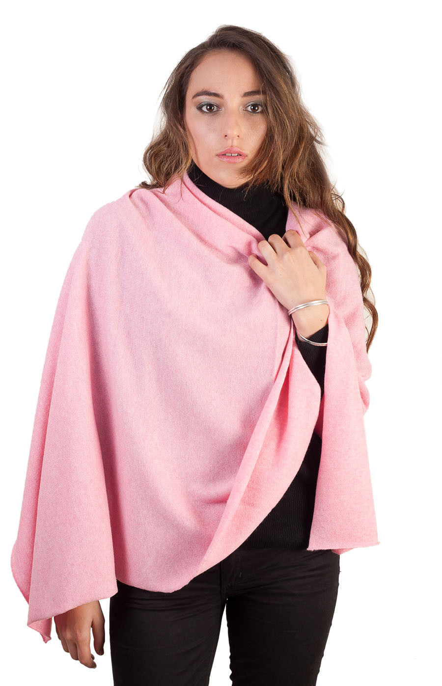 Poncho cachemire femme rouge ou rose Brazil