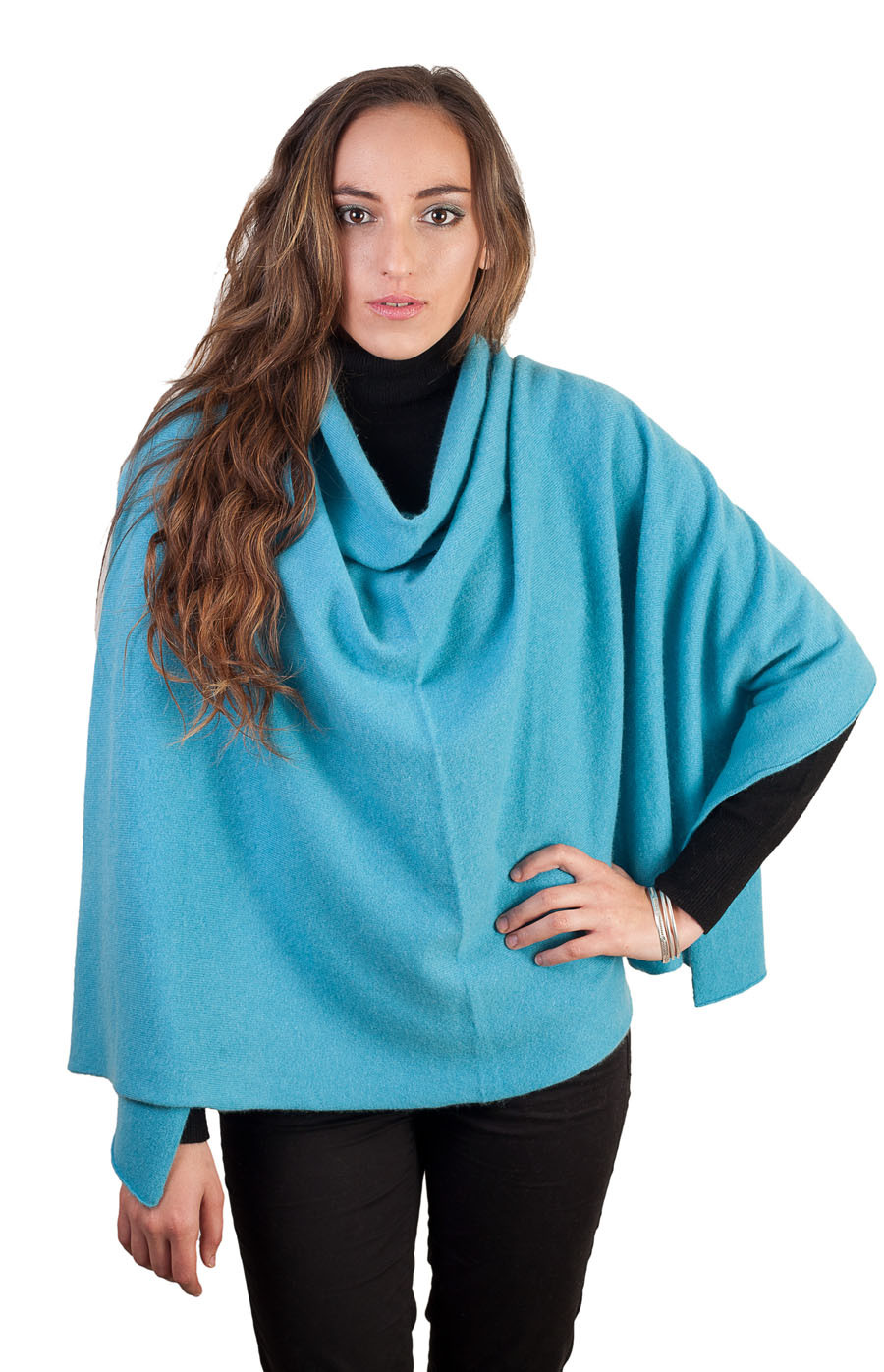 Poncho cachemire femme bleu Palma