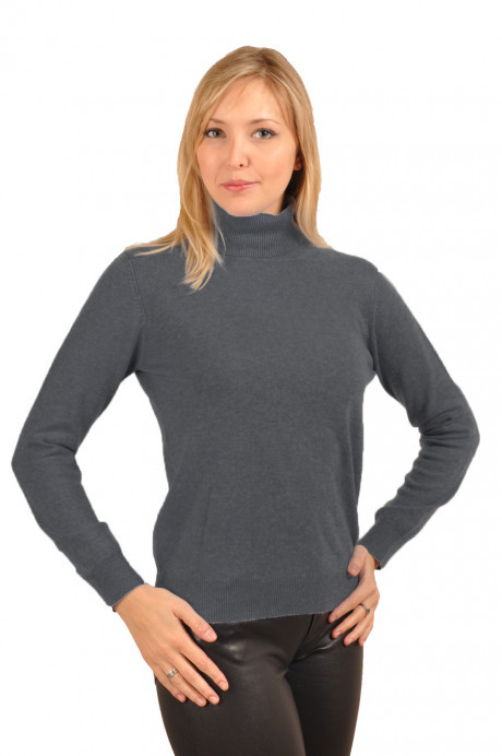 Pull col roulé cachemire gris