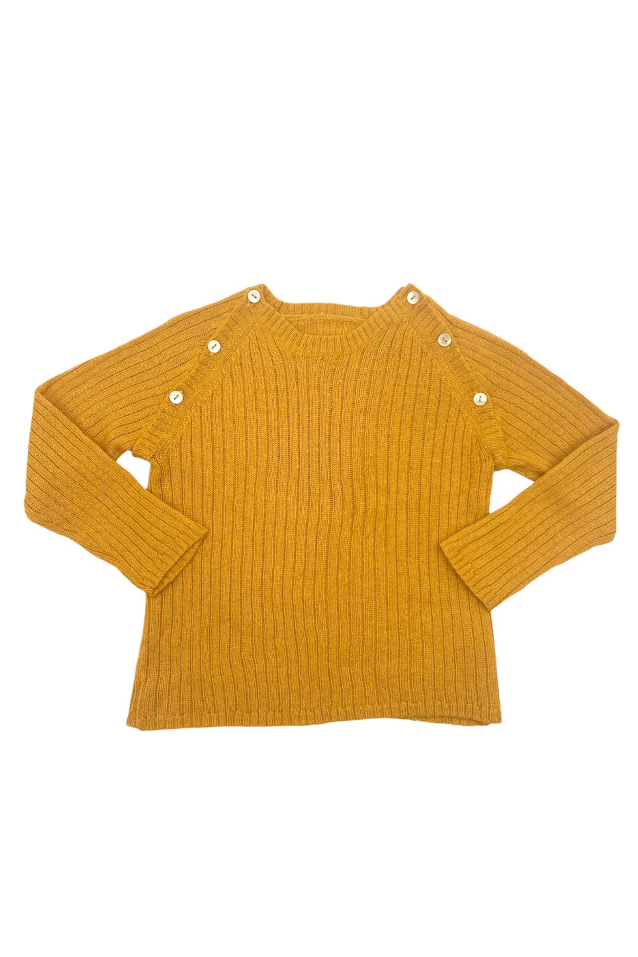 Pull cachemire soie jaune moutarde enfant