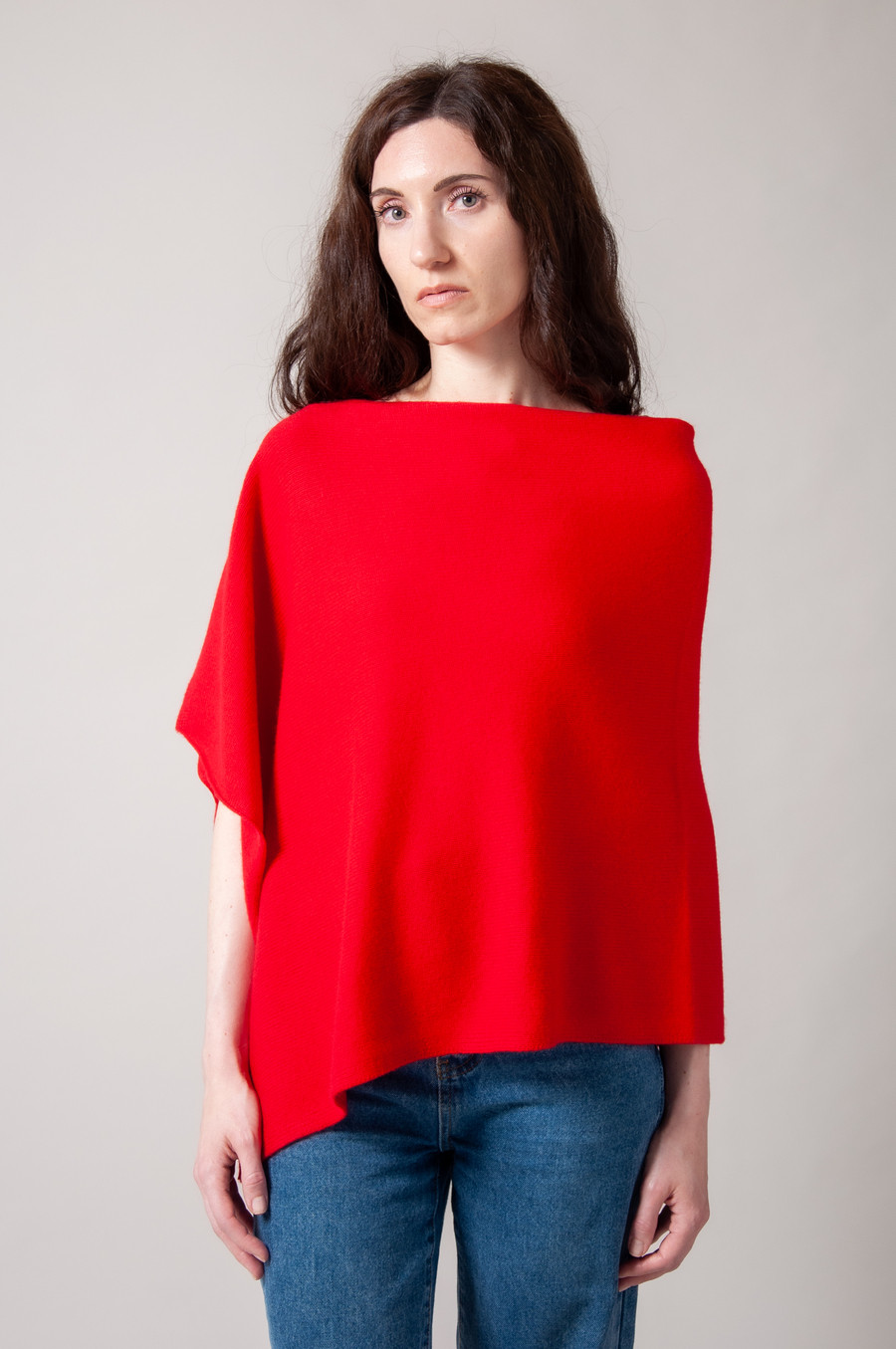 Poncho cachemire ALIGOTA Rouge vif