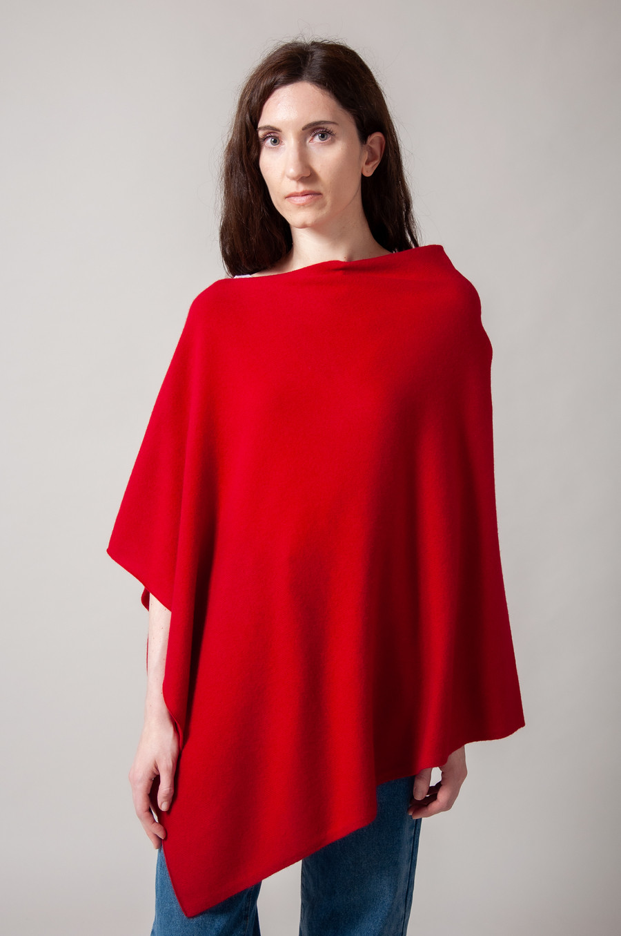 Poncho cachemire CECILE Rouge carmin