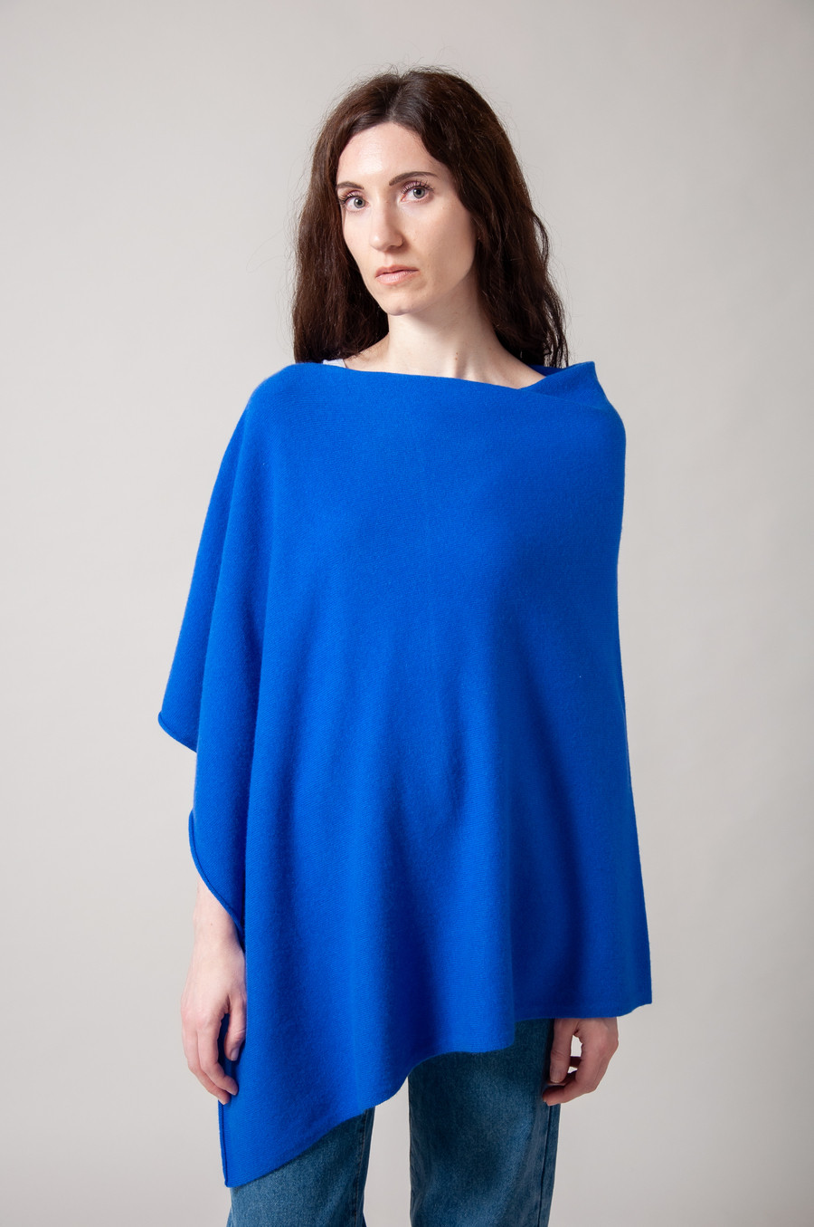 Poncho cachemire CLAUDE Bleu électrique