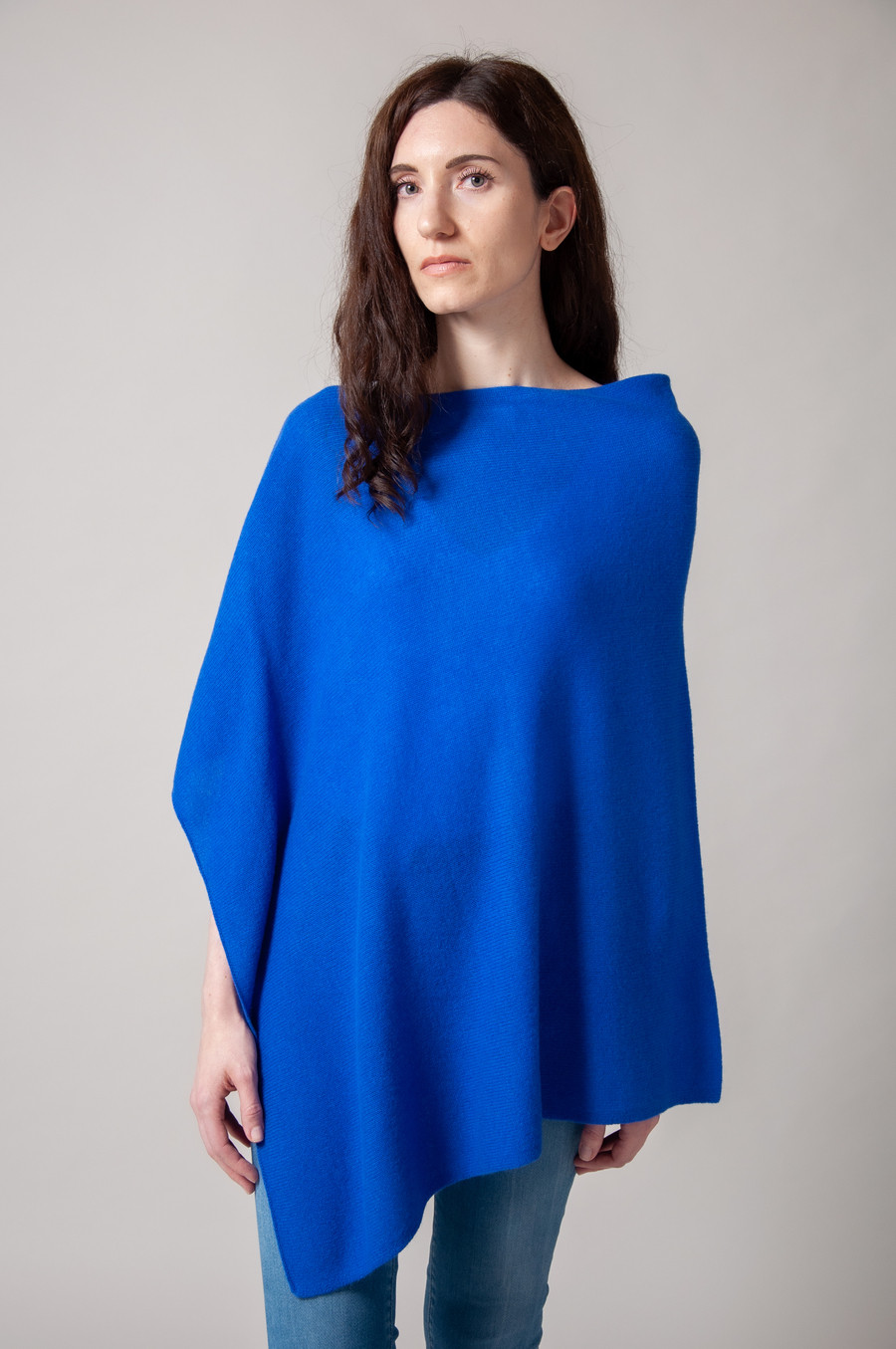 Poncho cachemire MARBELLA Bleu électrique