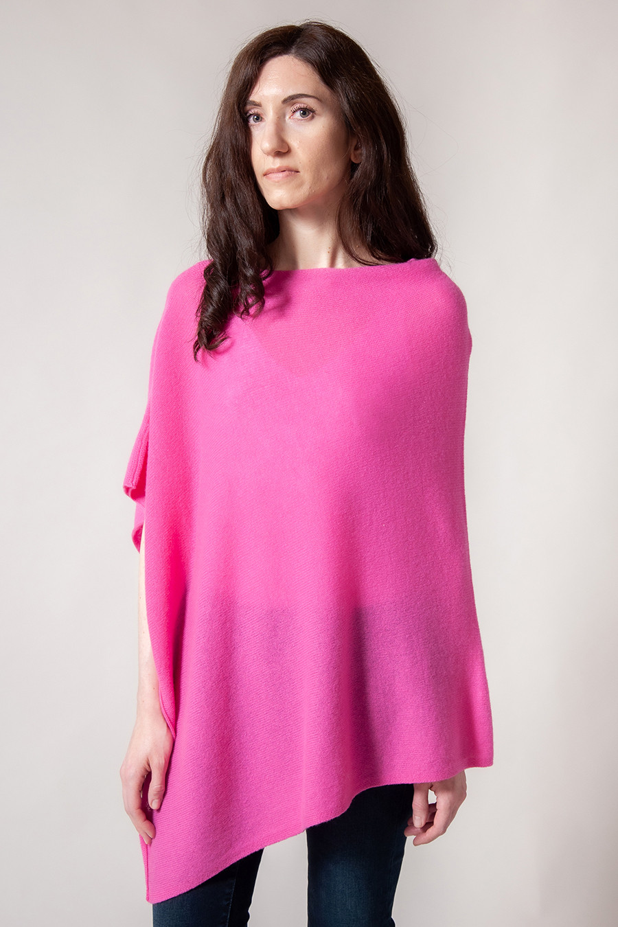 Poncho cachemire YUMA Rose magenta