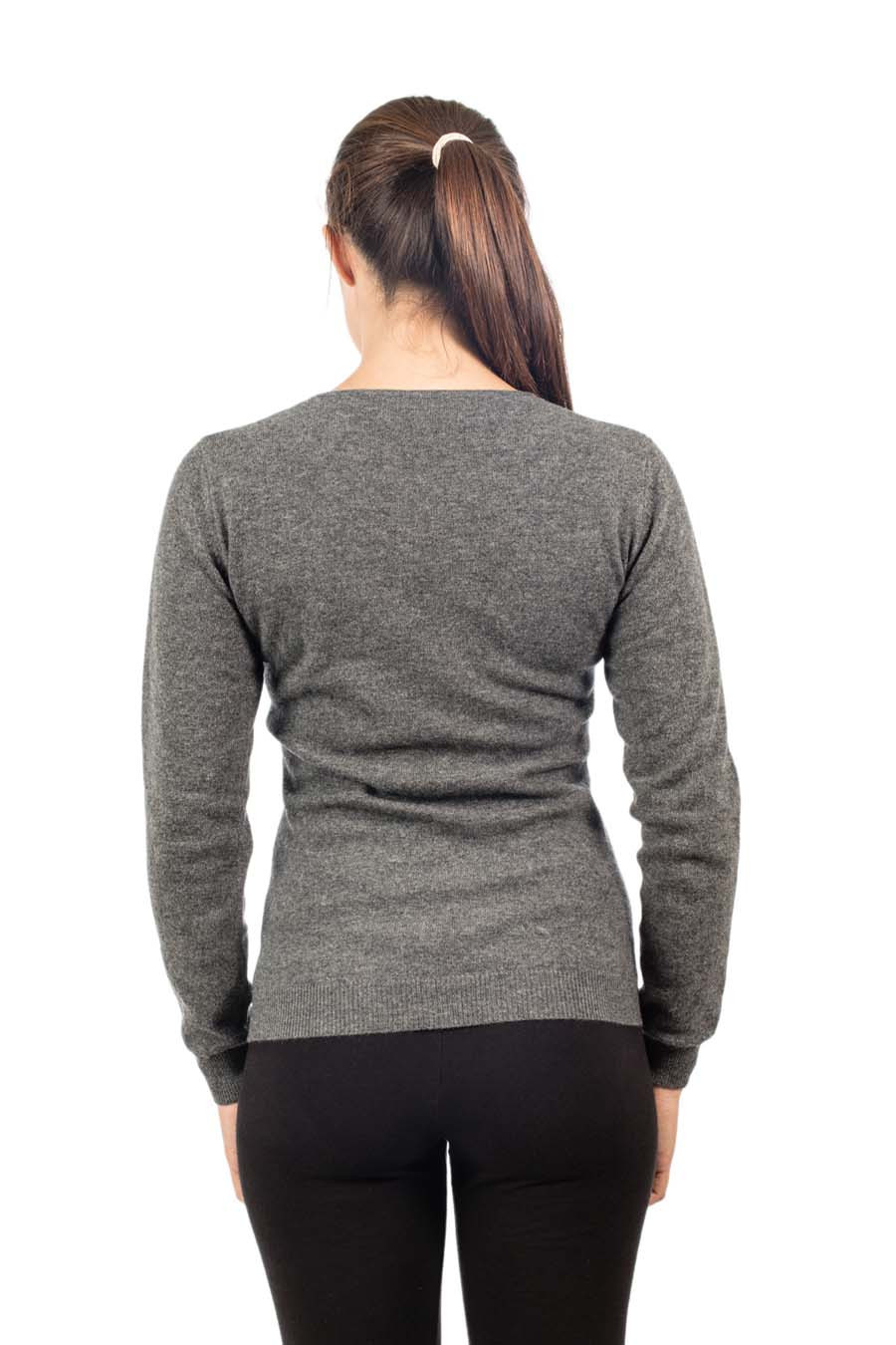 Pull col V cachemire gris femme DARIKA