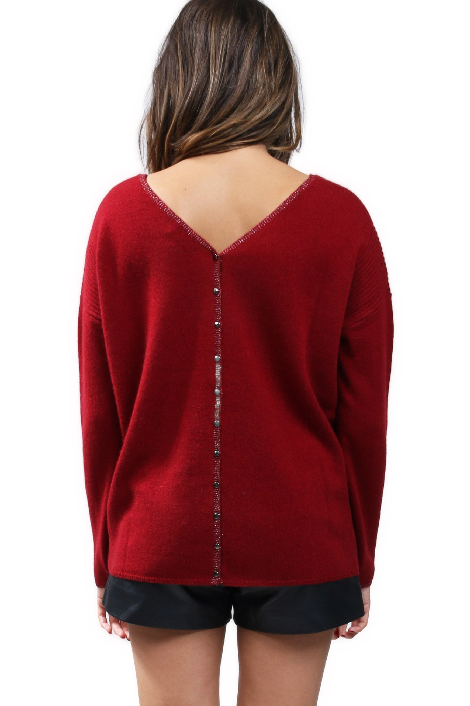 Pull col v hot sale dans le dos femme