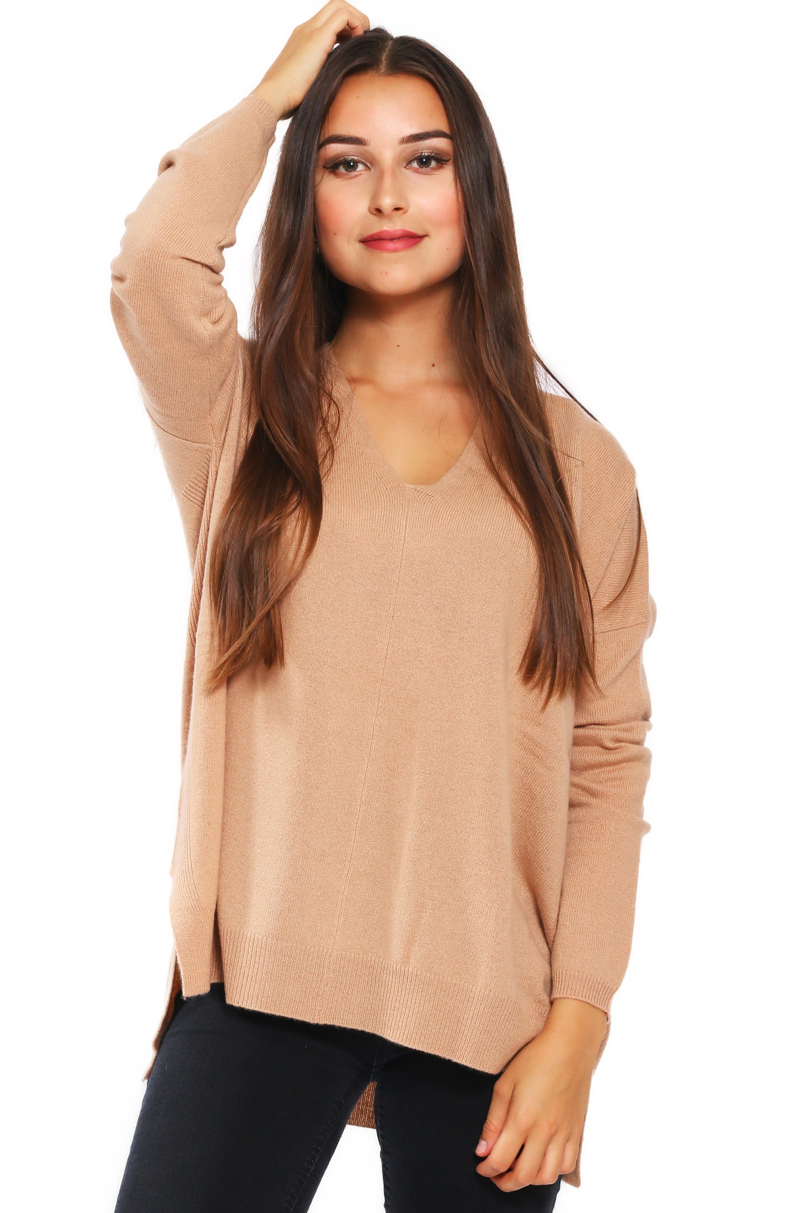 Pull cachemire outlet camel femme