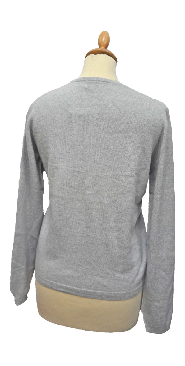 Gilet cachemire femme col rond gris JOSIE