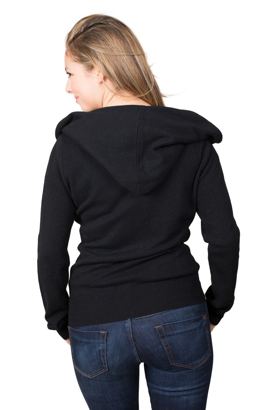 Woman cashmere hoodie sweater purple