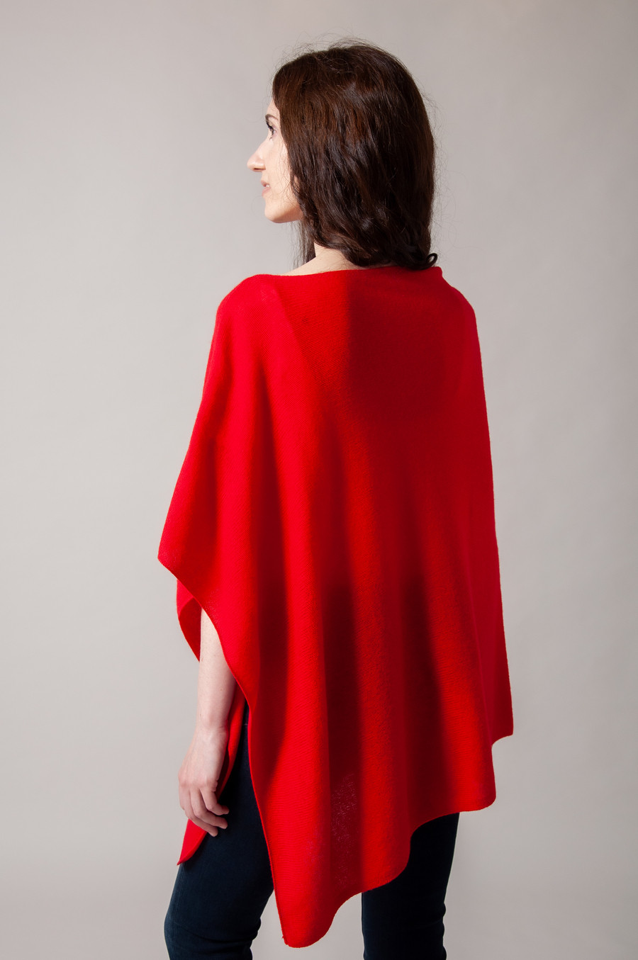 Red cashmere poncho discount