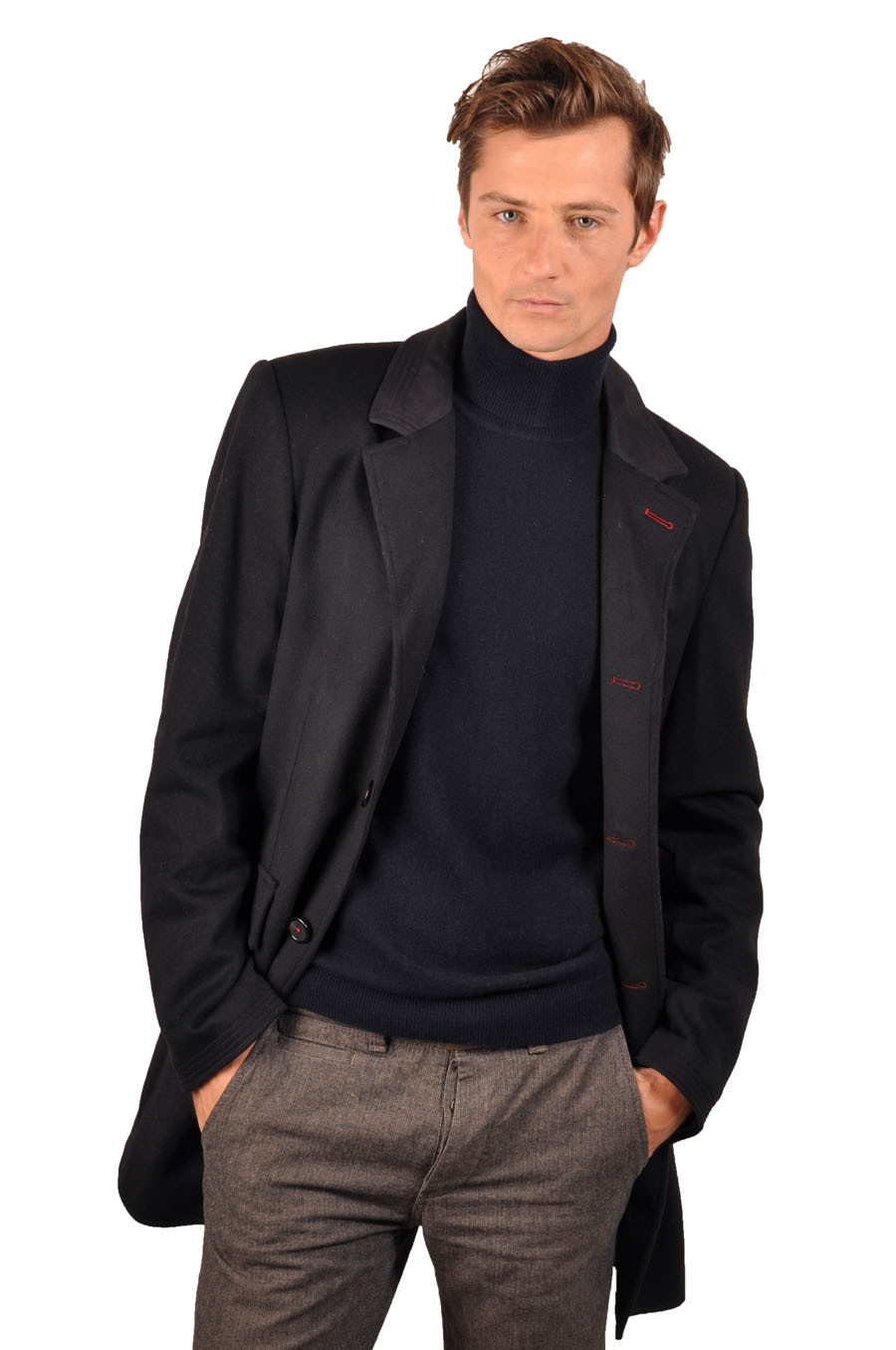 Manteau cachemire homme PRINCE noir devant