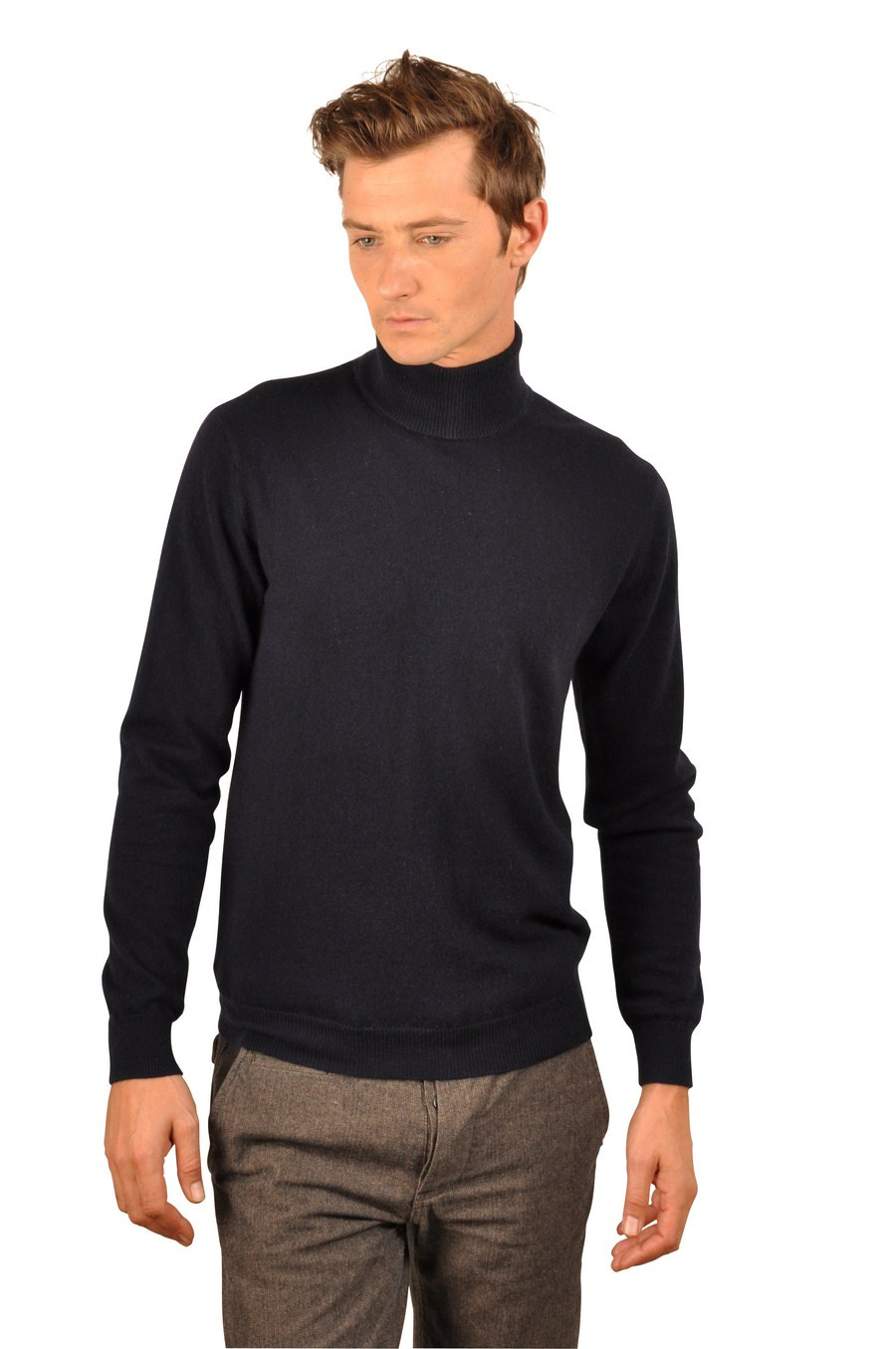 Pull col roulé en cachemire homme