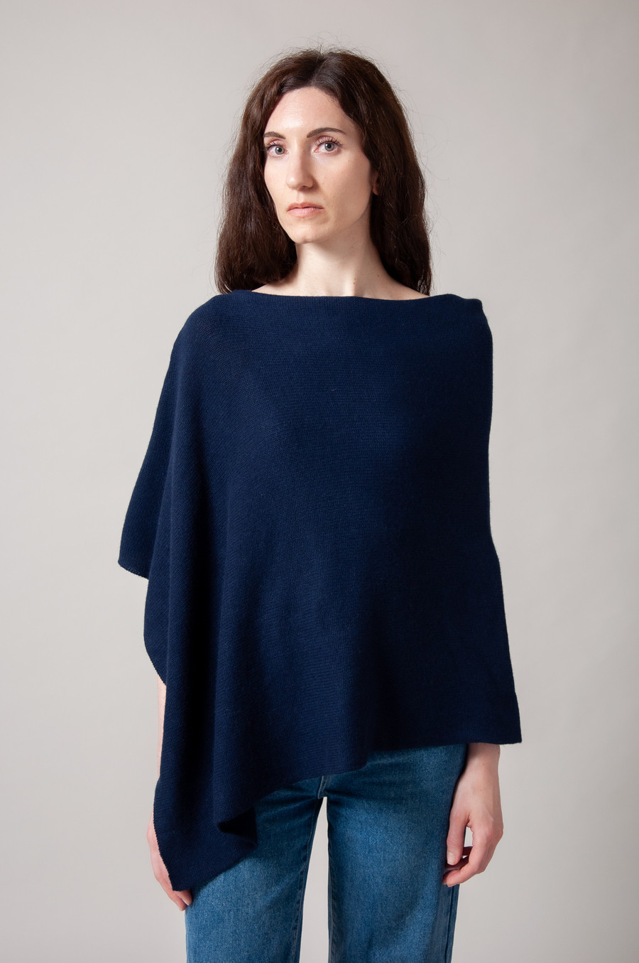 Poncho 4 fils cachemire HAIDA bleu marine