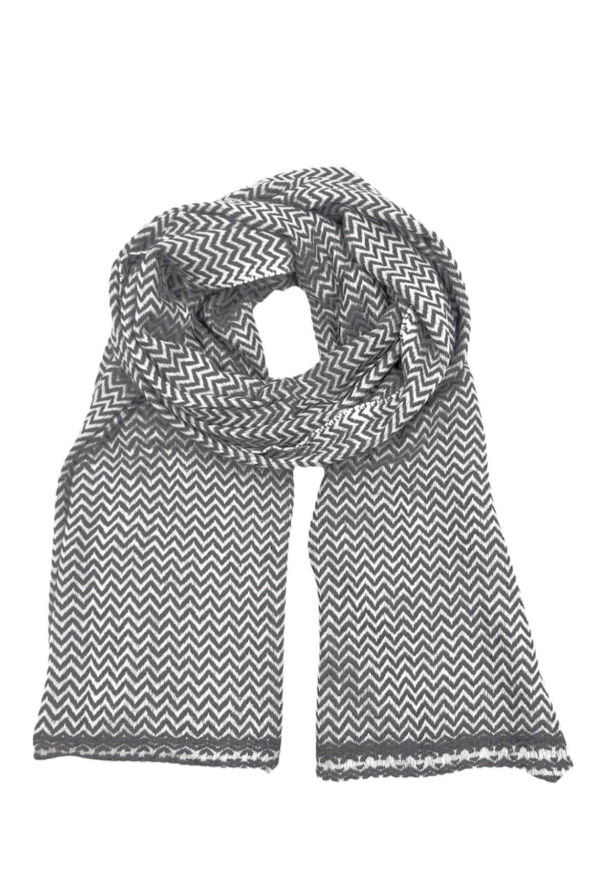 Echarpe pashmina cachemire PEDRO à chevrons gris moyen