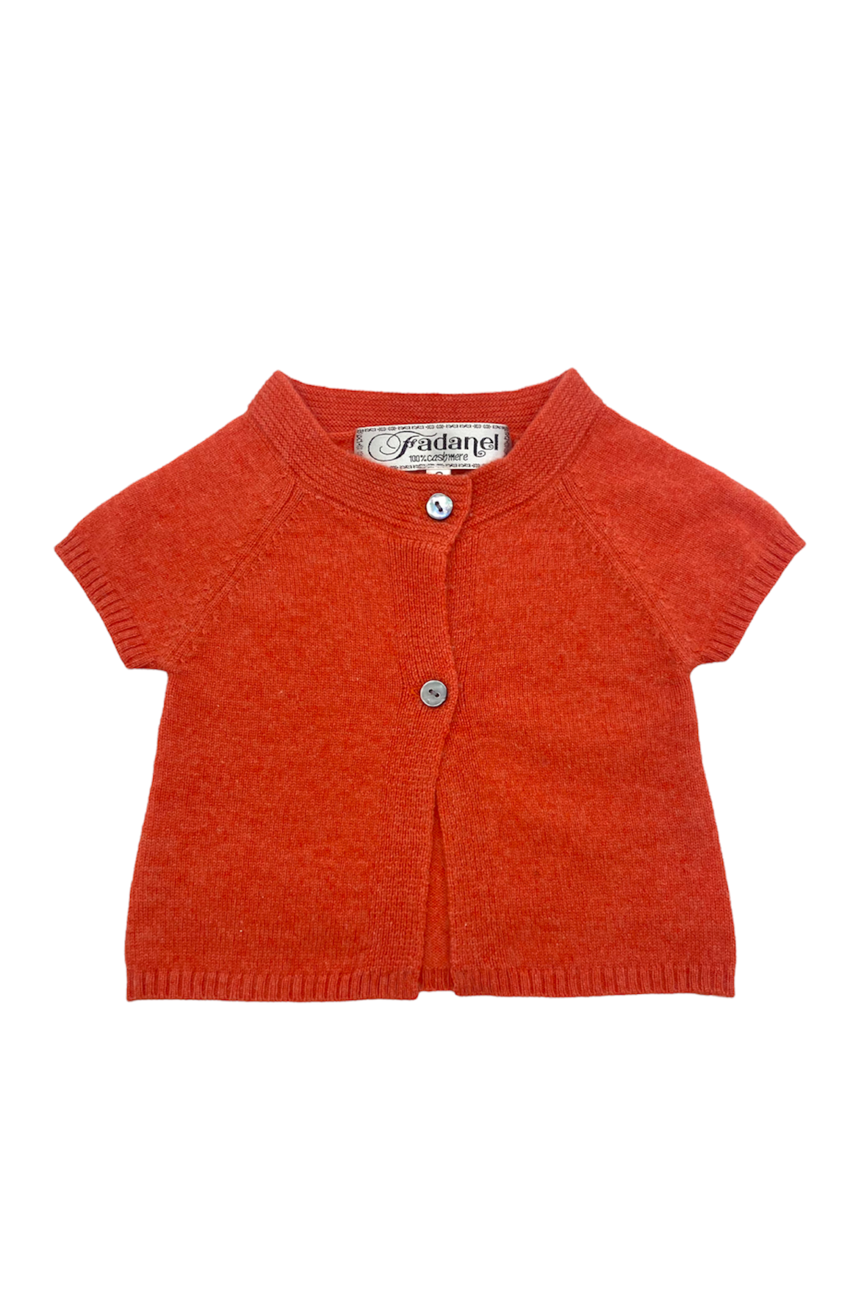 Gilet cachemire manches courtes orange enfant