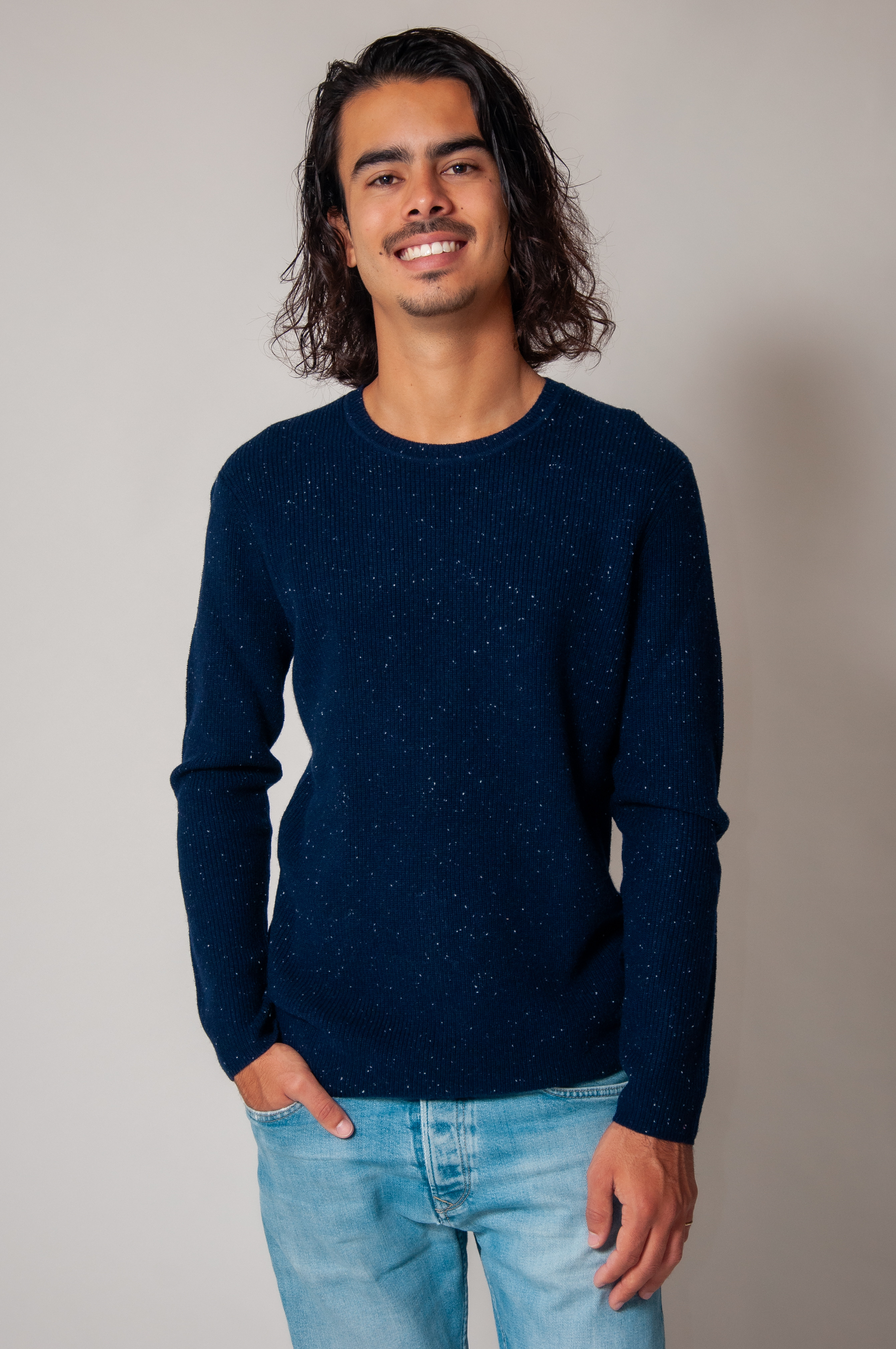 Pull en cachemire RICHARD bleu nuit RUE DU CACHEMIRE