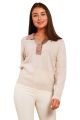 Pull cachemire femme col V bicolore - DIEGO GARCIA