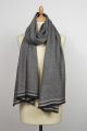 pashmina cachemire PICTO à chevrons gris foncé