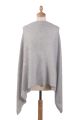 Poncho cachemire AIBER Gris argent chiné