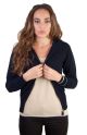 gilet capuche cachemire femme bleu marine devant
