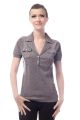 Polo cachemire femme OMEGA gris souris devant