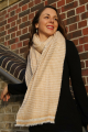 Pashmina or et blanc 100% cachemire - HIMMATI