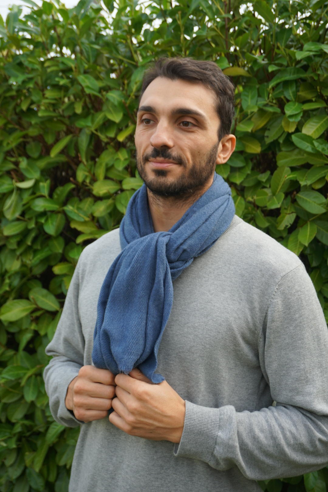 Pashmina Homme Bleu Cachemire - Créateur HIMMATI