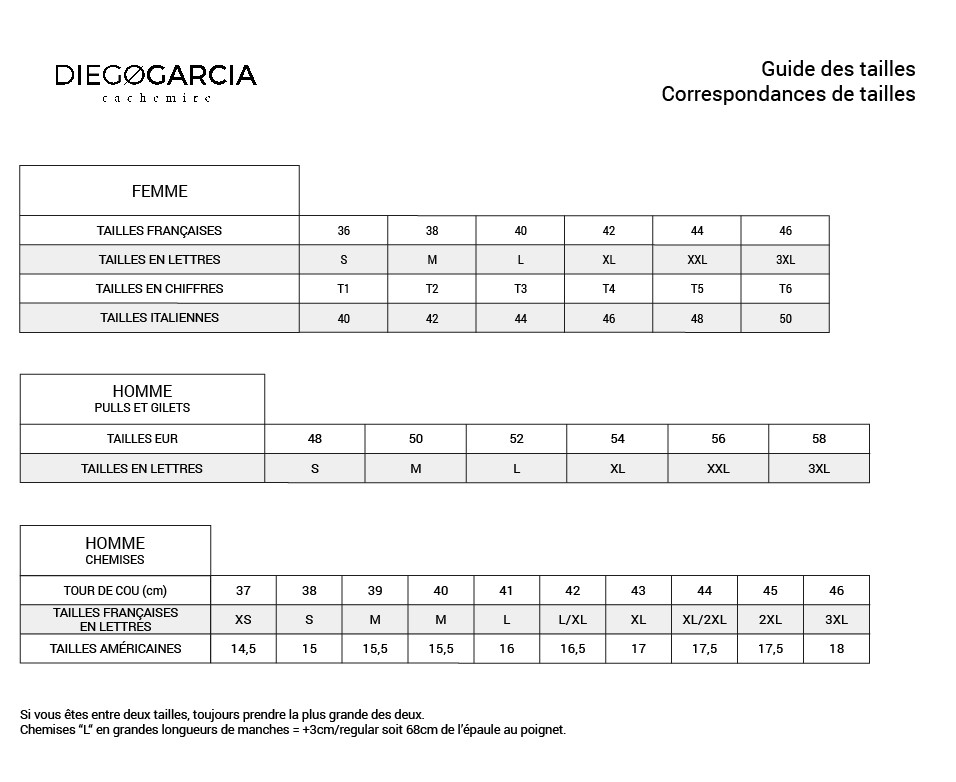 Taille Guide Diego Garcia Taille Guide Diego Garcia